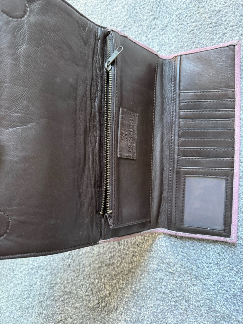 Lucchese Pink/Purple Ostrich-Embossed Leather Wallet - Picture 5 of 9